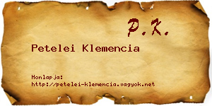 Petelei Klemencia névjegykártya